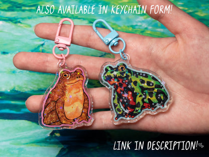Holographic Toad Stickers / Fire-bellied + Common toad / handmade artist vinyl sticker / nature frog stationery