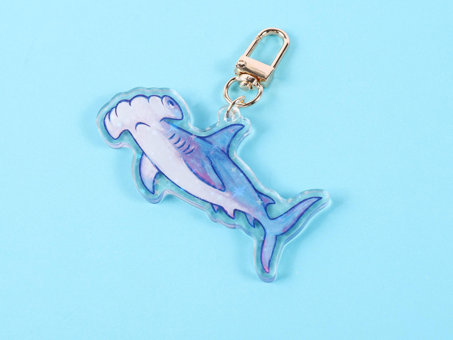 Holographic Hammerhead Shark Keychain / ocean bag charm