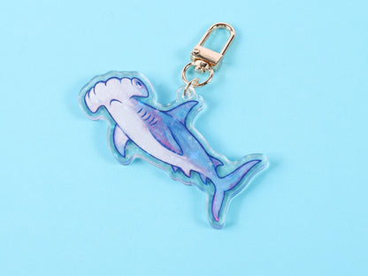 Holographic Hammerhead Shark Keychain / ocean bag charm
