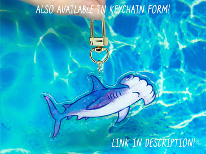 Holographic Shark Stickers / Tiger + Hammerhead + Reef shark / handmade artist vinyl sticker / nature stationery