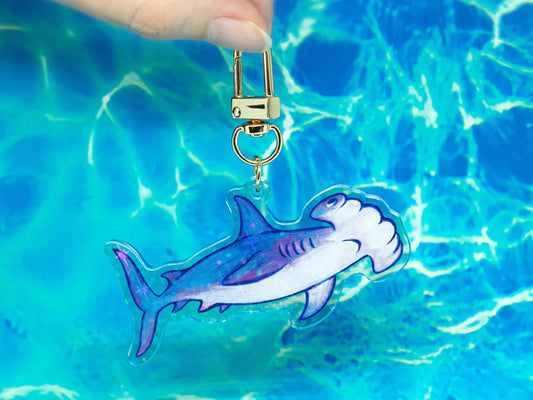 Holographic Hammerhead Shark Keychain / ocean bag charm