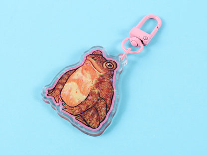 Toad Acrylic Keychains: Common & Fire-Bellied Amphibian Holographic Bag Charm