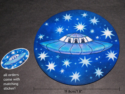 FUR-ST CONTACT cute cat alien ufo mousepad / handmade artist desk attire