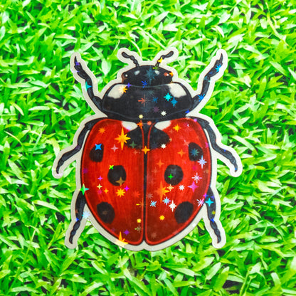 Ladybug Holograph Sticker / handmade artist vinyl sticker / nature stationery