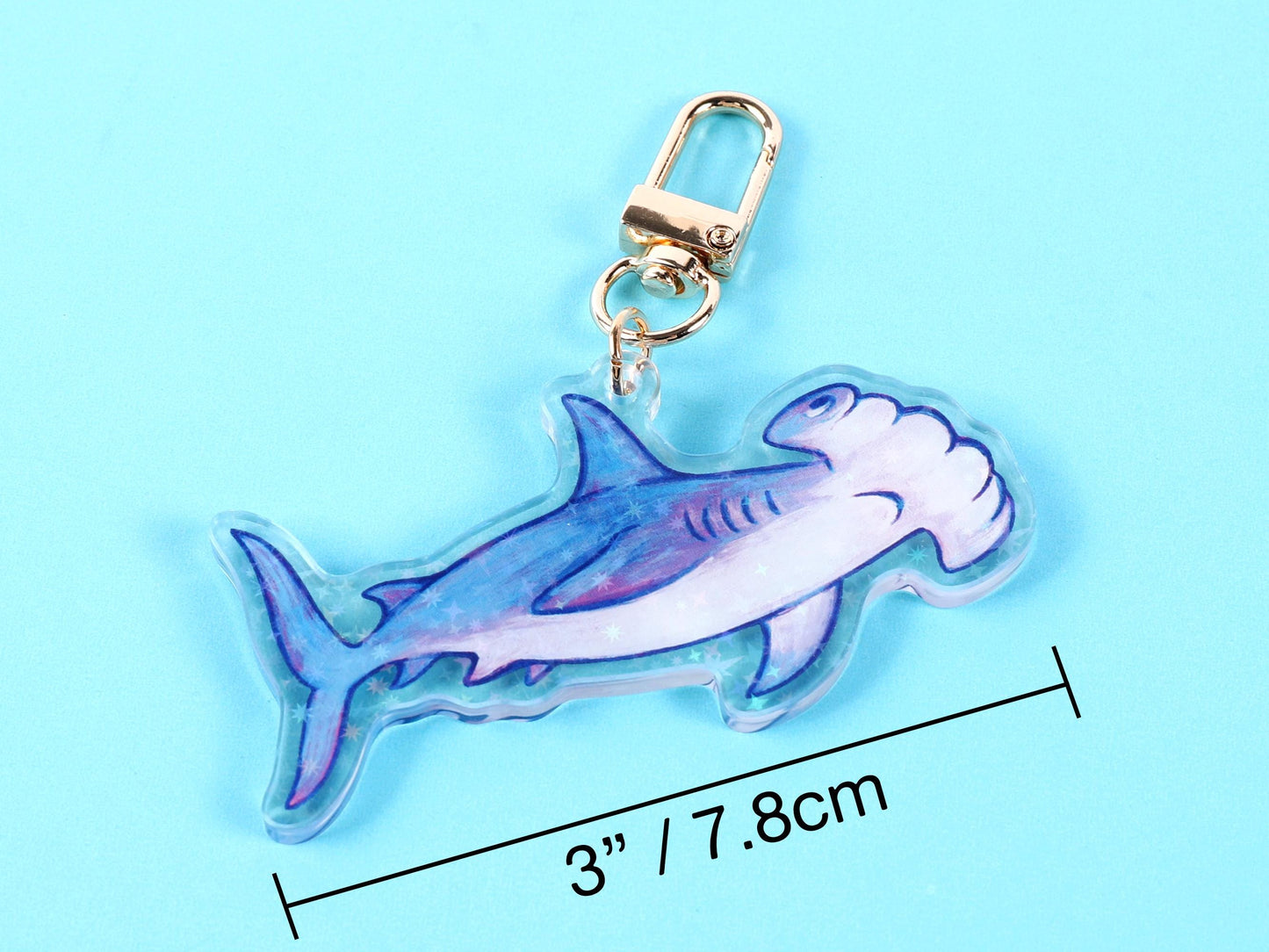 Holographic Hammerhead Shark Keychain / ocean bag charm