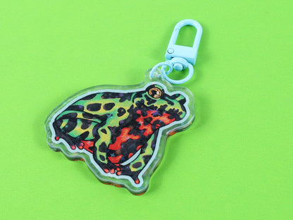 Toad Acrylic Keychains: Common & Fire-Bellied Amphibian Holographic Bag Charm