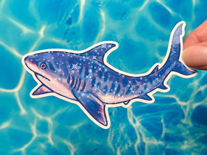 Holographic Shark Stickers / Tiger + Hammerhead + Reef shark / handmade artist vinyl sticker / nature stationery