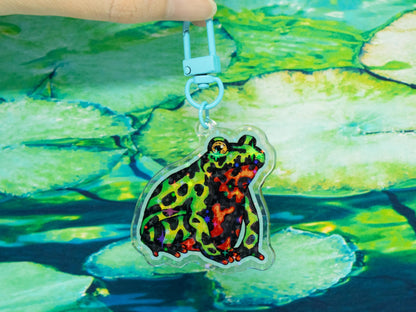 Toad Acrylic Keychains: Common & Fire-Bellied Amphibian Holographic Bag Charm