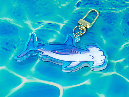 Holographic Hammerhead Shark Keychain / ocean bag charm
