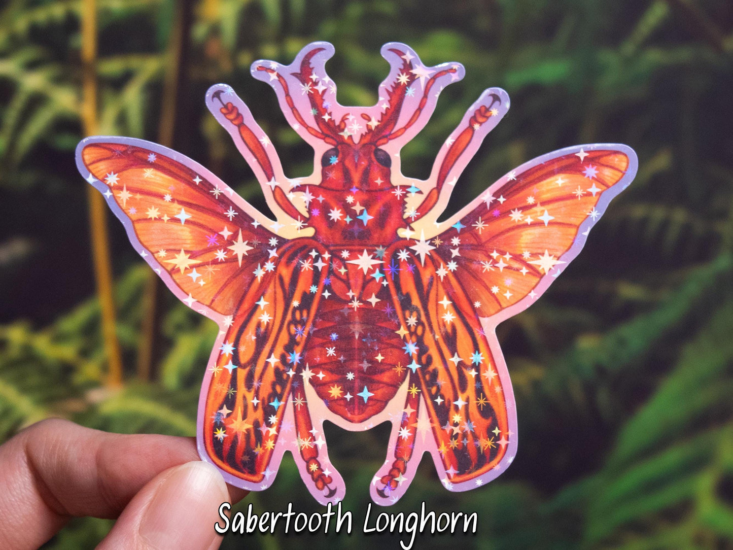 Beetle Holographic Sticker Set / Goliath + Atlas + Sabertooth / handmade artist vinyl sticker / nature stationery