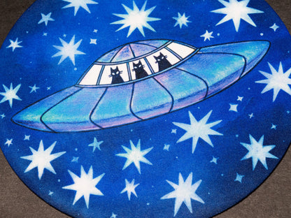FUR-ST CONTACT cute cat alien ufo mousepad / handmade artist desk attire
